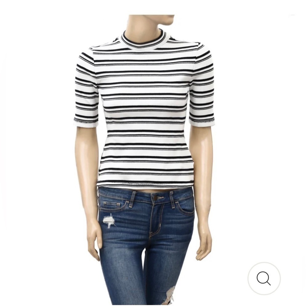 MAEVE ANTHROPOLOGIE MOCK NECK RIBBED BLOUSE TOP XS - Picture 6 of 14